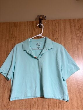 Nike Mint Green Cropped Polo Top